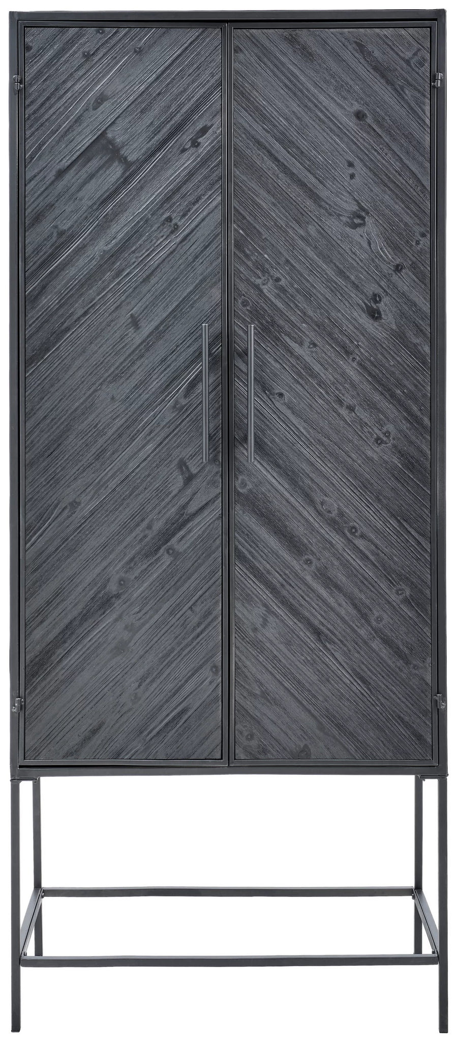 Rens Black Wooden Cabinet Metal Frame 2 Doors KD