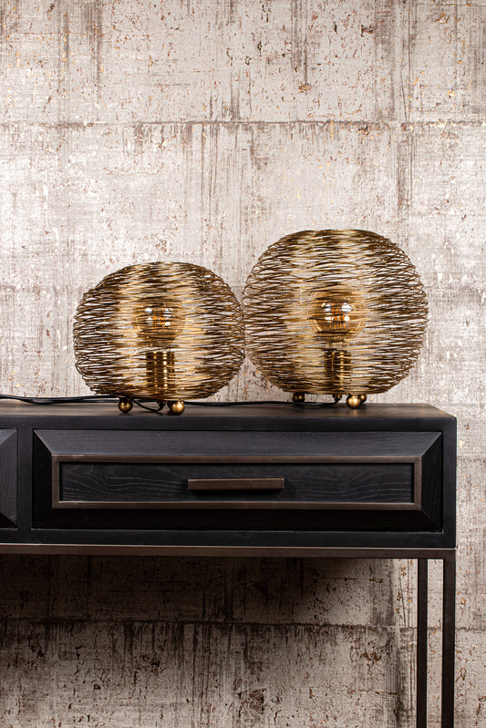 Andres Gold Iron Table Lamp Round Wired Design L