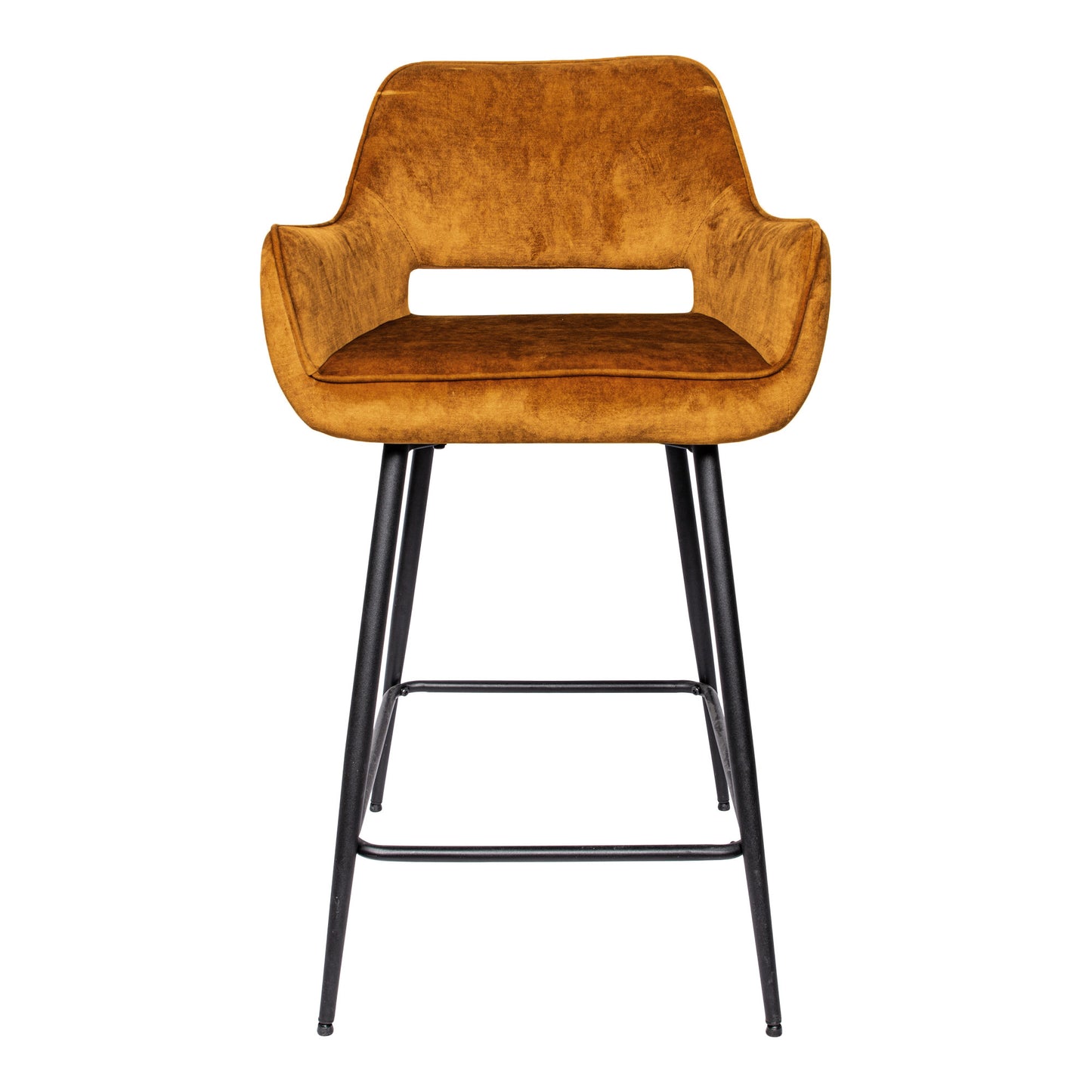 Fal LOW Velvet Rust Bar Stool Black Metal Leg (set of 2)