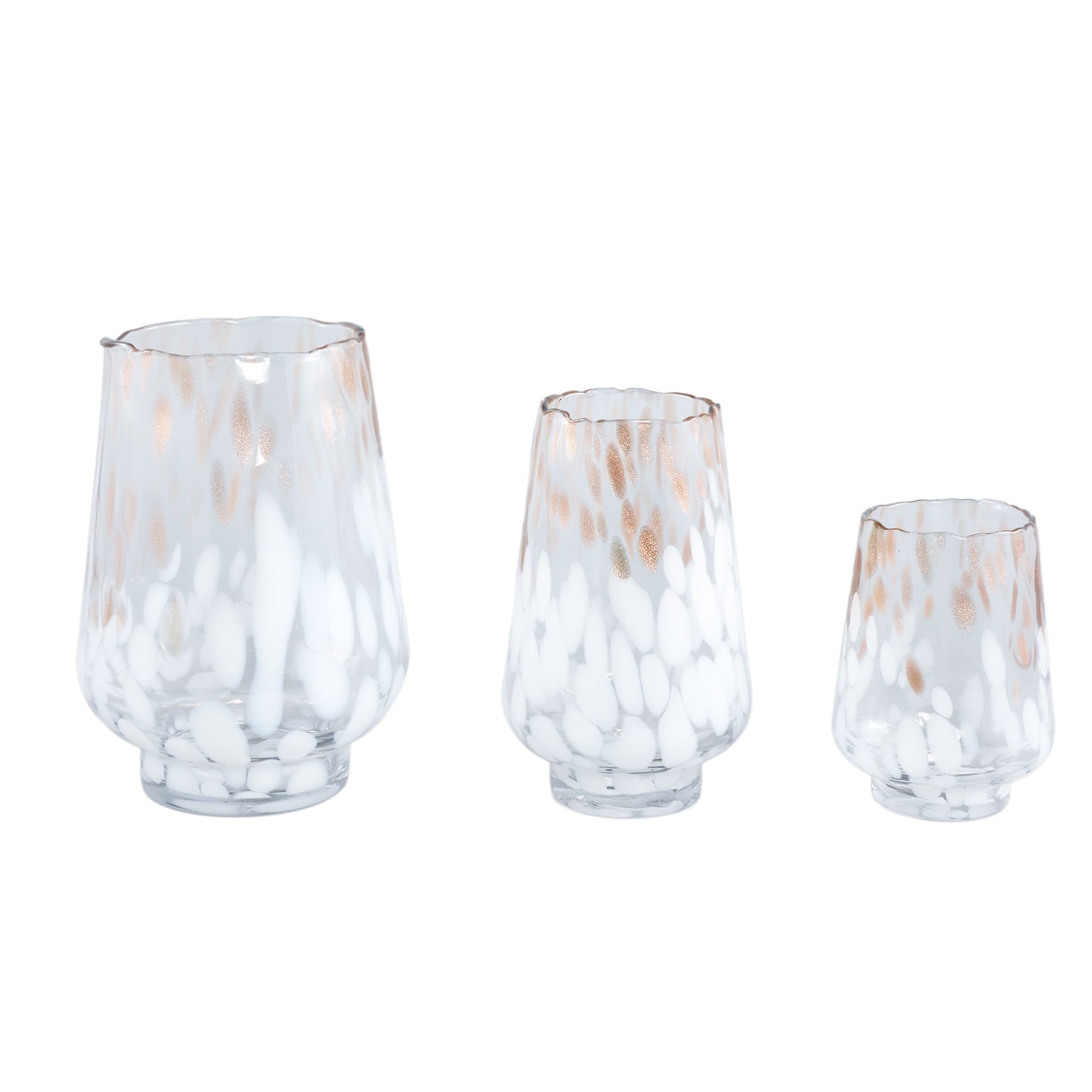 Angelina White Gold Dots Glass Stormlight Round L