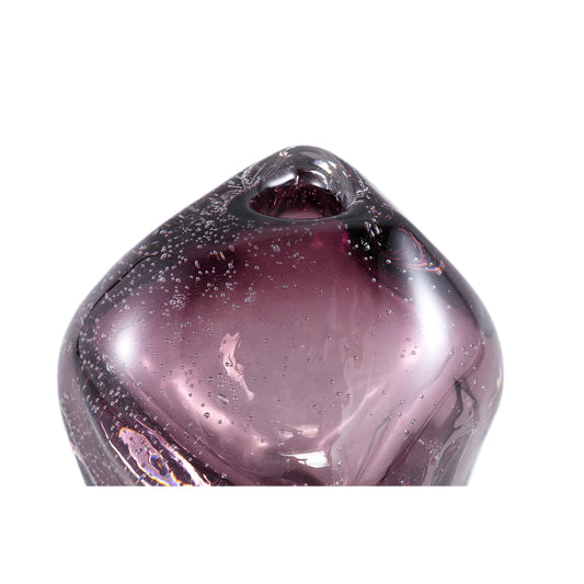 Bryce Purple Thick Angular Glass Vase Wide Low