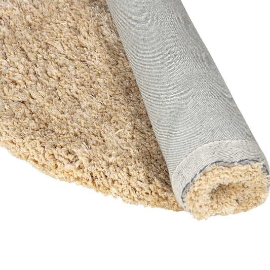 Jups Beige Fabric Handwoven Carpet Round S