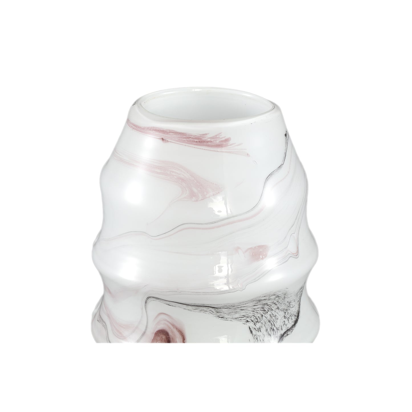 Tiffney White Glass Vase Black And Pink Marble