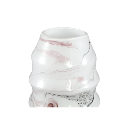 Tiffney White Glass Vase Black And Pink Marble