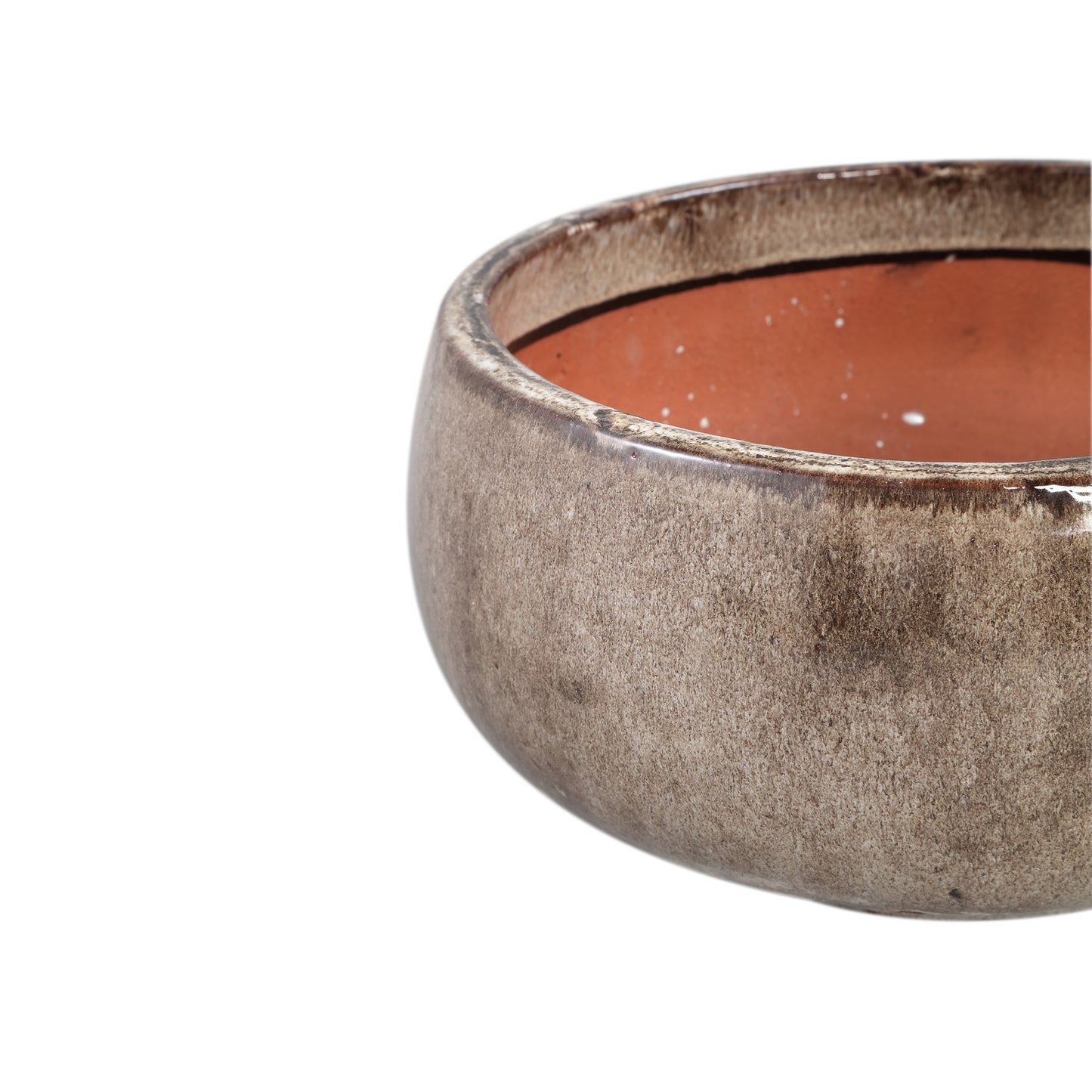 Nayaa Brown Ceramic Pot Round SV2