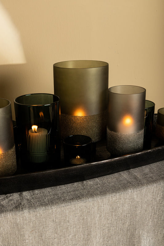 Miral Grey Glass Round Stormlight Frosted BottomL
