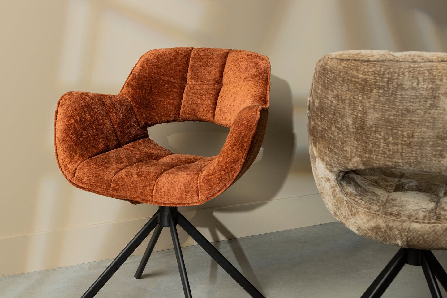 Link Dining Chair Dark Brown Fabric With Metal Legs