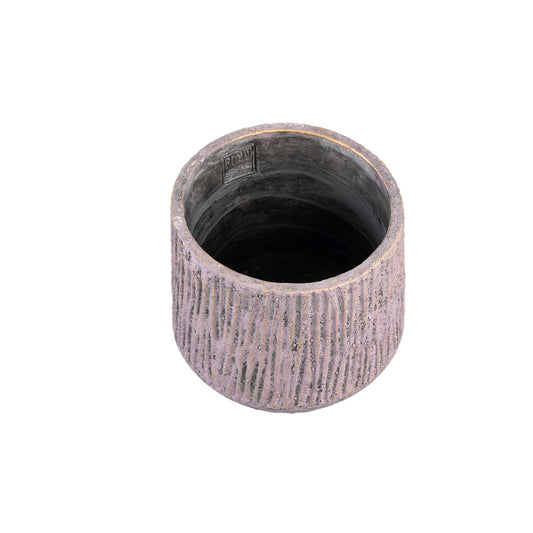 Holden Purple Cement Pot Round Gold Finish L