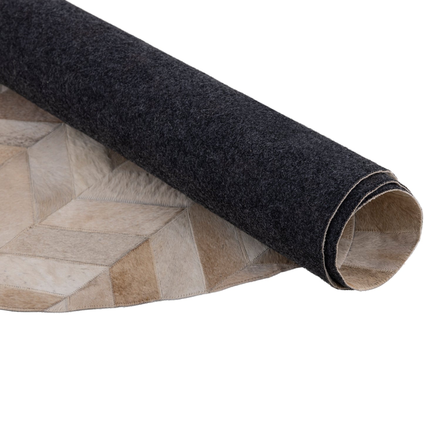 Joanne Beige Cowhair Patchwork Carpet Oval L