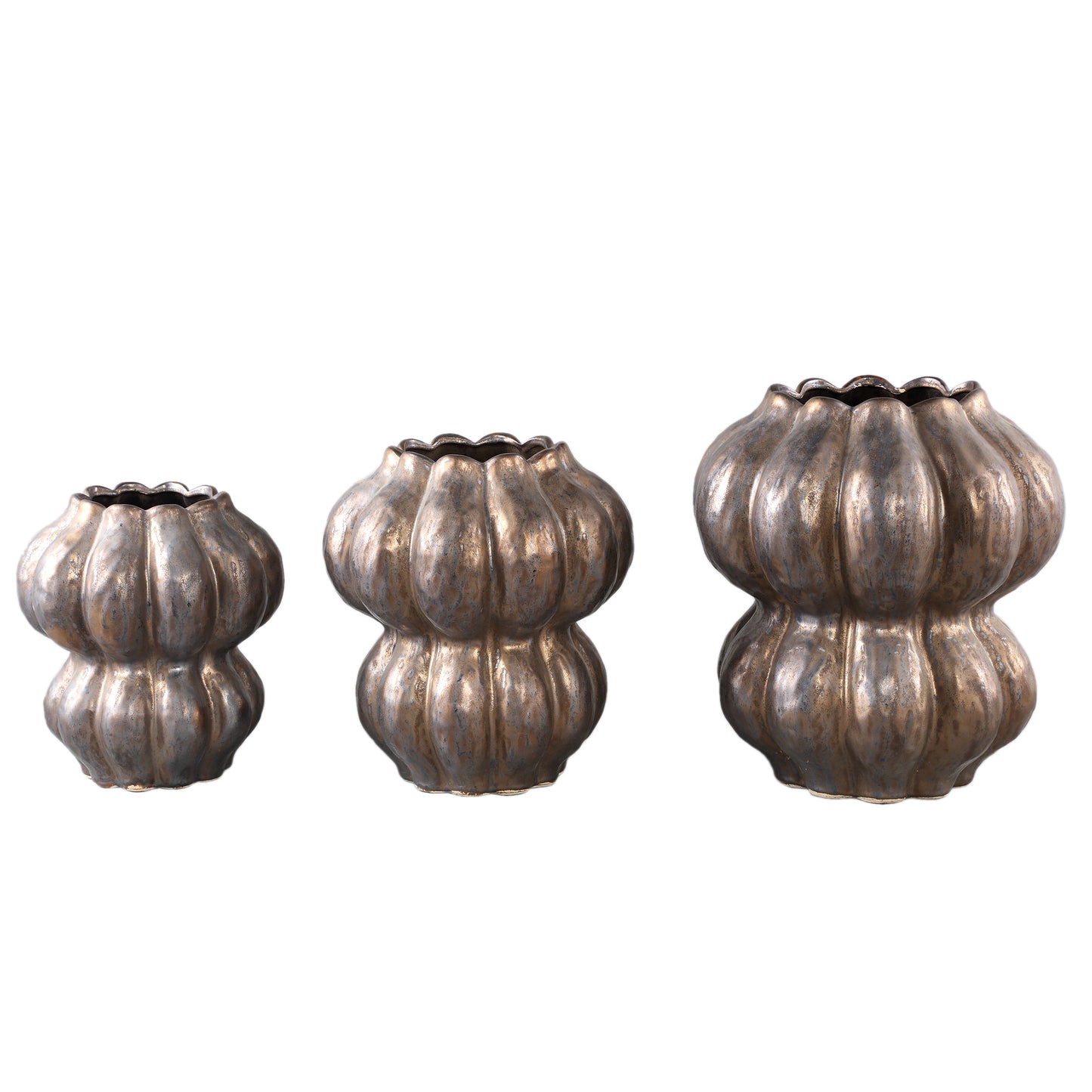 Niek Bronze Ceramic Pot Round Shaped Bulb M