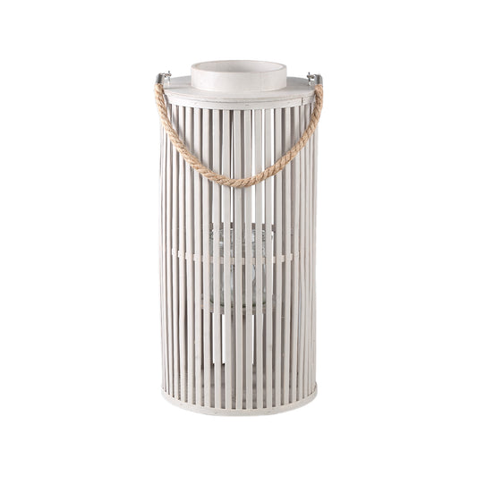 Zafria Cream Round Bamboo Lantern With Glass S