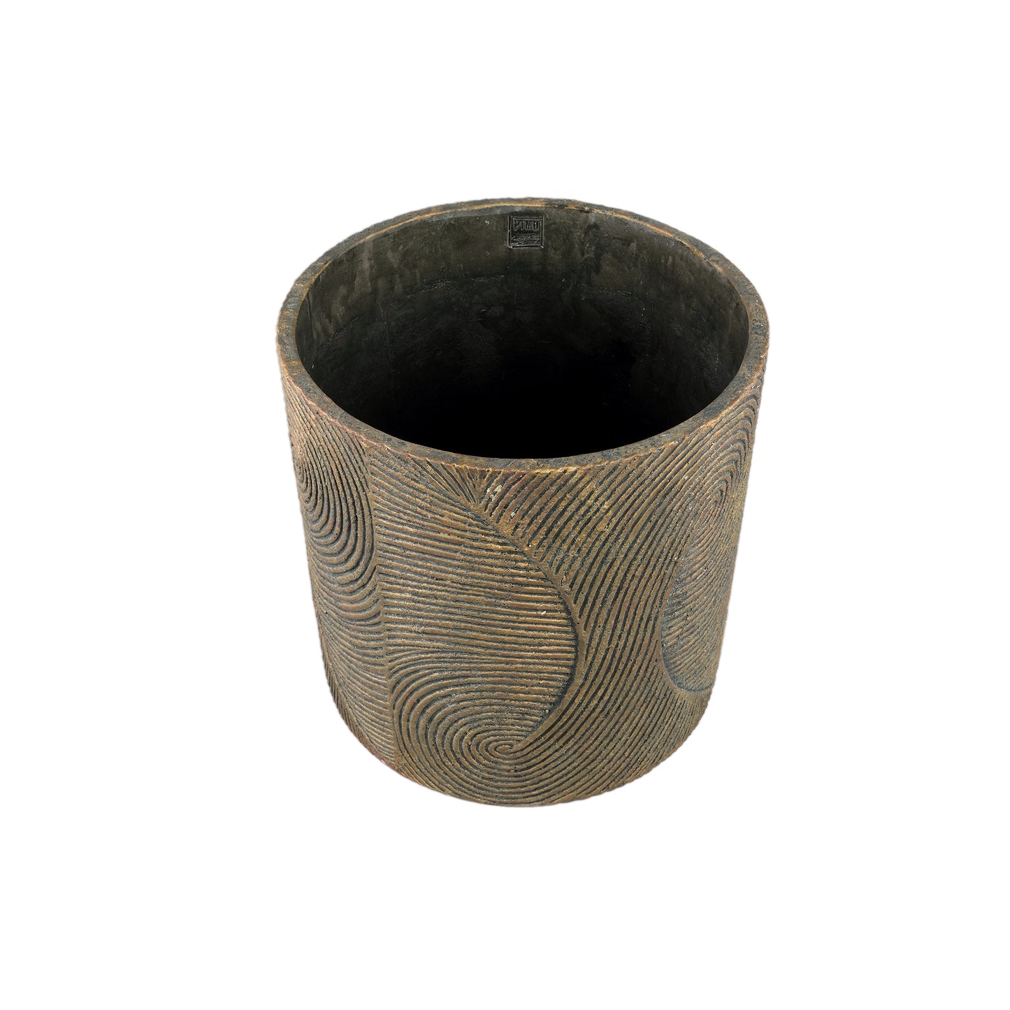 Erich Black Cement Pot Swirl Pattern Round Big L