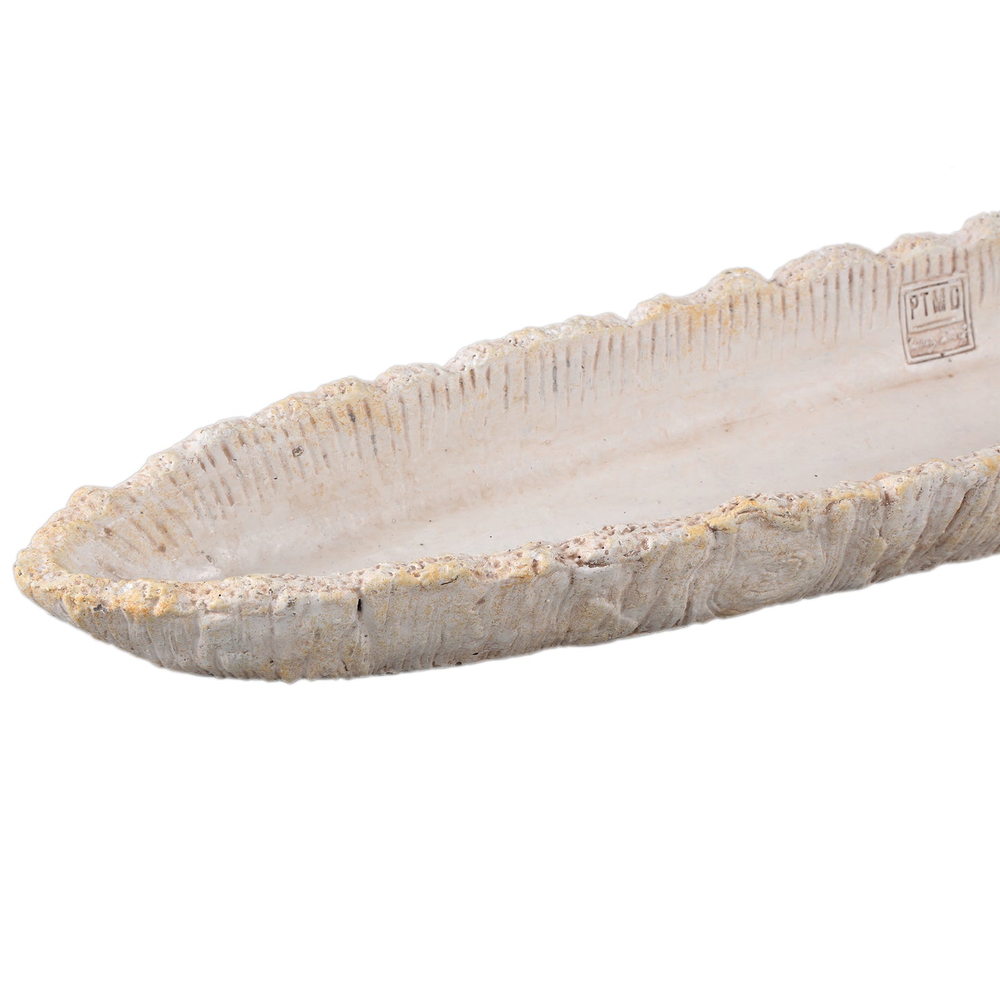 Dominick Cream Cement Bowl Boat Shape Bark L