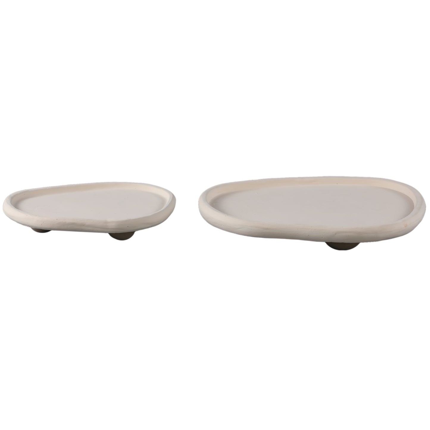 Tammy Cream Cement Organic Plate On Foot L