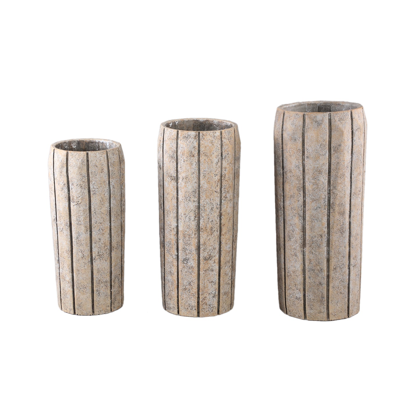 Imani Taupe Cement Pot High With Stripes L