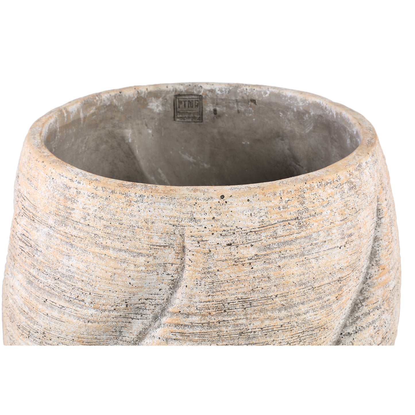Evanthia Taupe Cement Pot Swirl Round L