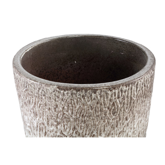 Ayli Brown Glazed Ceramic Pot High Round SV3