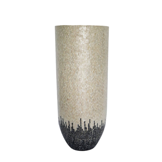 Vojtech White Round Poly Shell Bamboo Pot Ombre XL