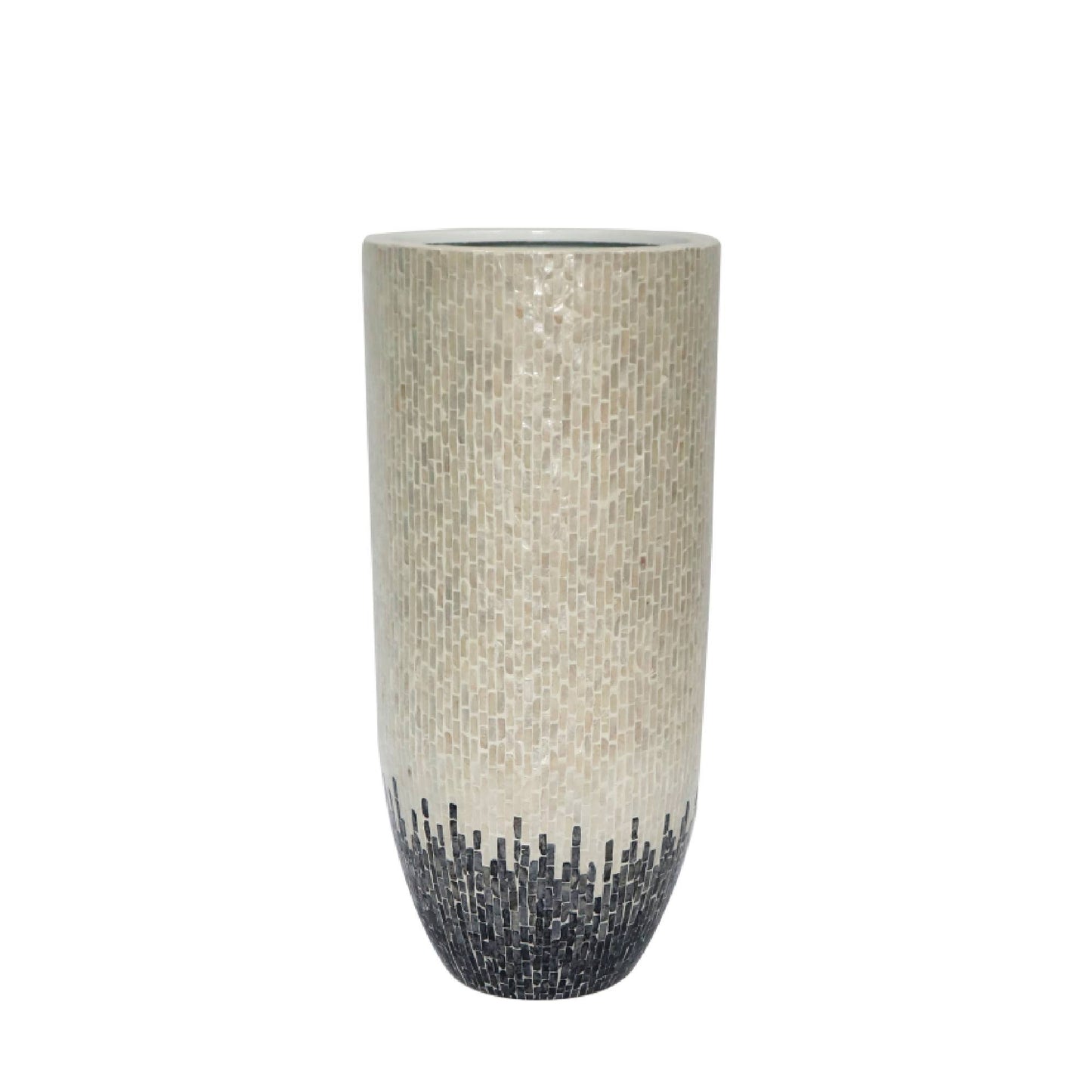 Vojtech White Round Poly Shell Bamboo Pot Ombre L