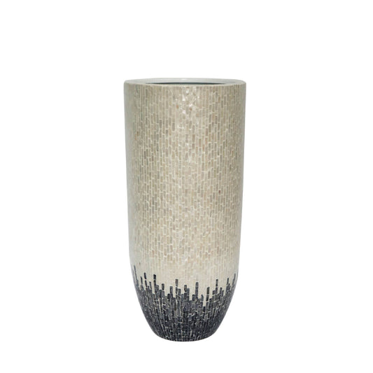 Vojtech White Round Poly Shell Bamboo Pot Ombre L