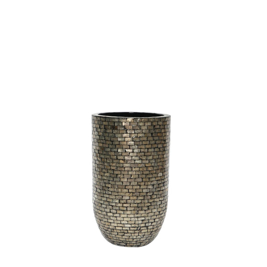 Adrija Champagne Round Poly Shell Bamboo Pot S