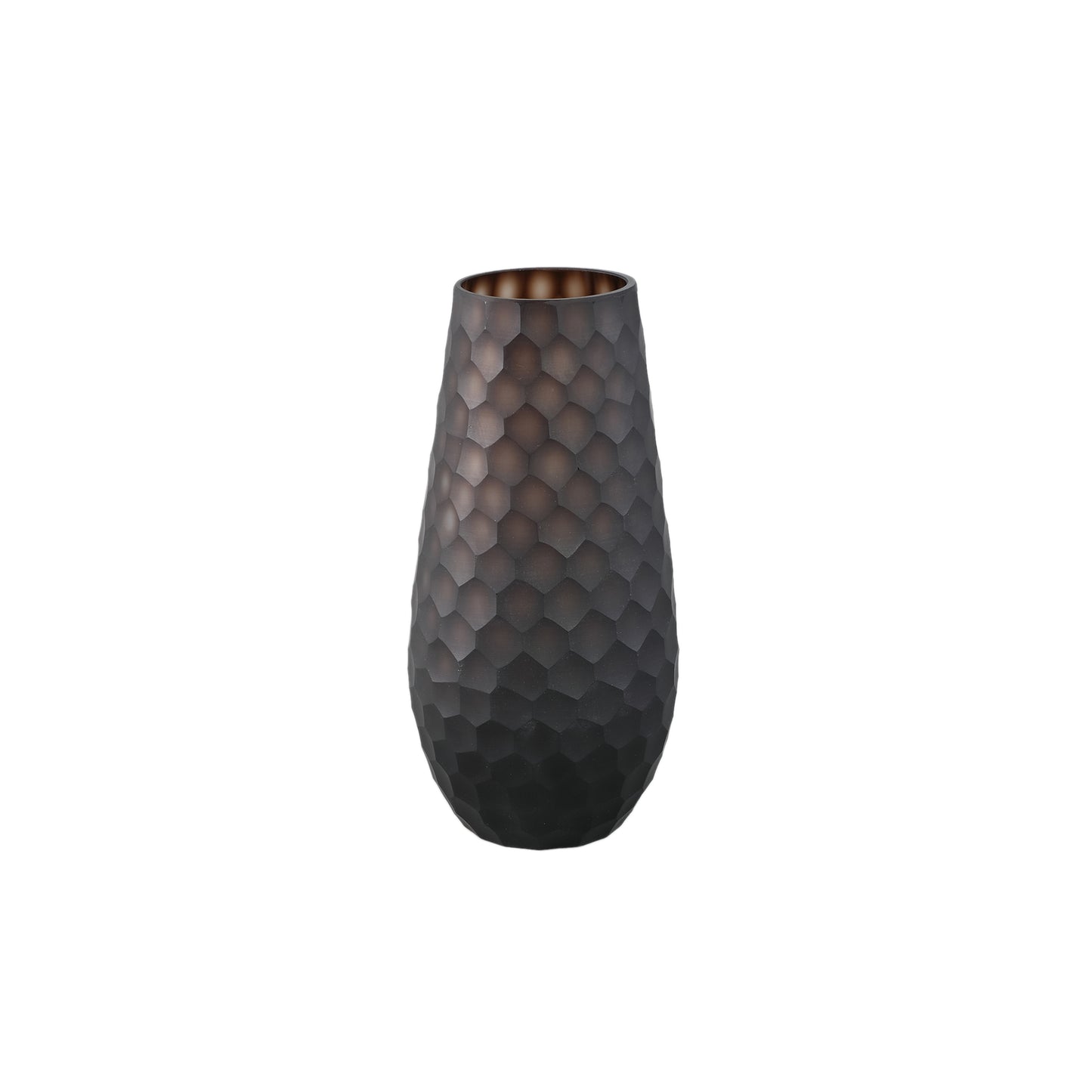 Eboney Brown Round Glass Vase Circle Pattern HighS