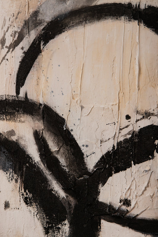 Jor Black Canvas Circle Painted Wall Panel Square