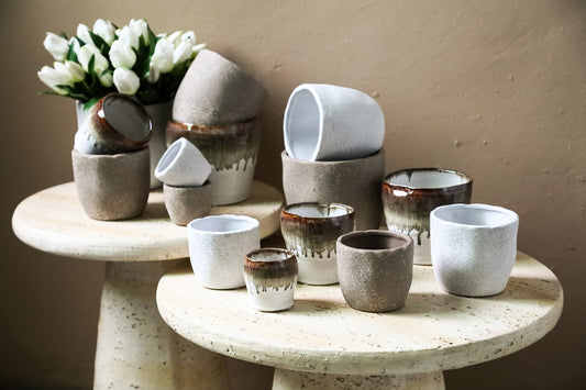Anaraa Beige Ceramic Round Pot XL