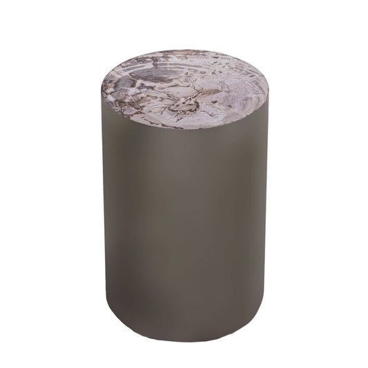 Rillix Natural Petrified Wood Sidetable Nickel Rnd