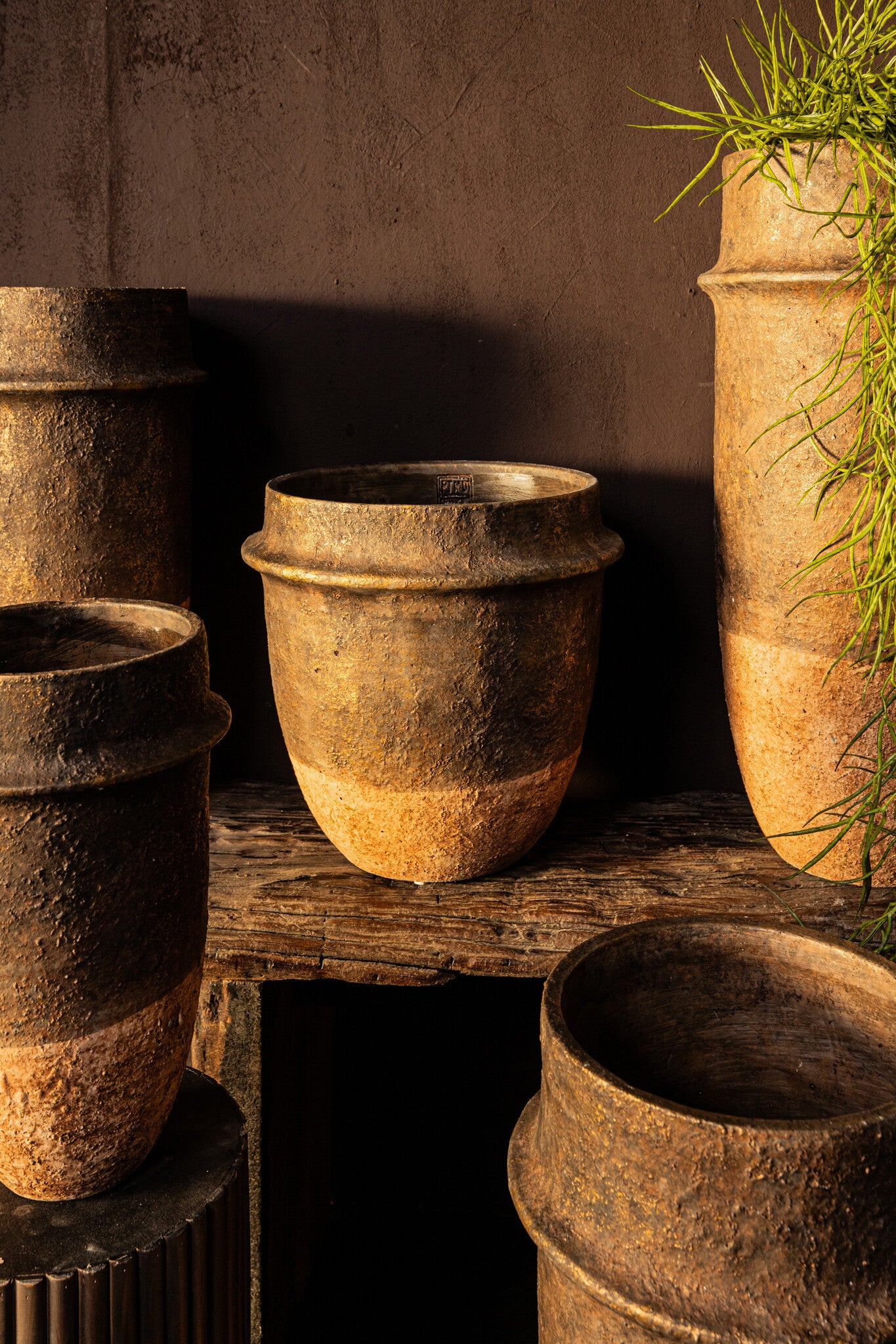 Christenee Grey Half Brown Cement Round Pot HighXL