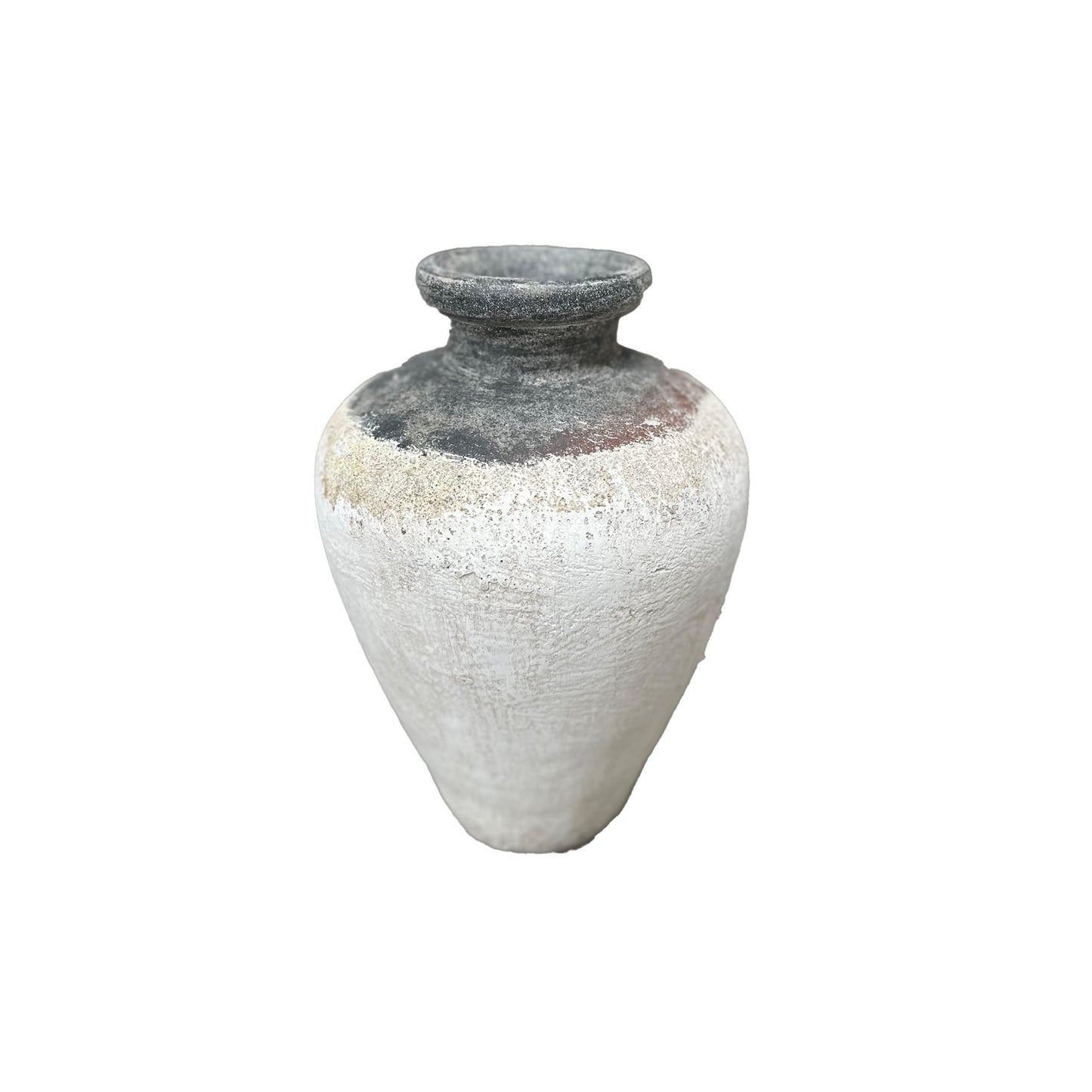 Destyne White Round Terracotta Jar Pot Border L