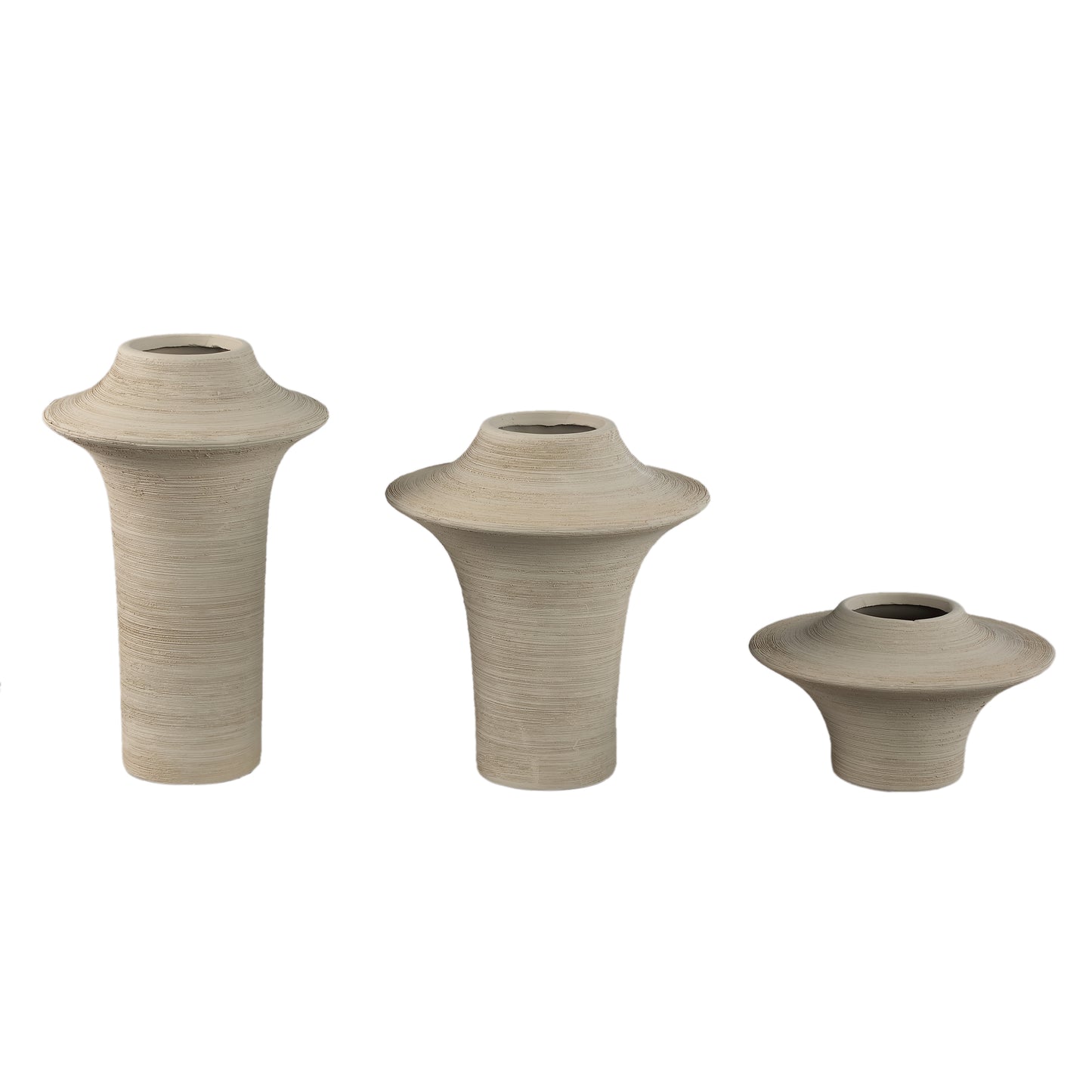 Rinder Beige Matt Ceramic Wide Ring Vase High L