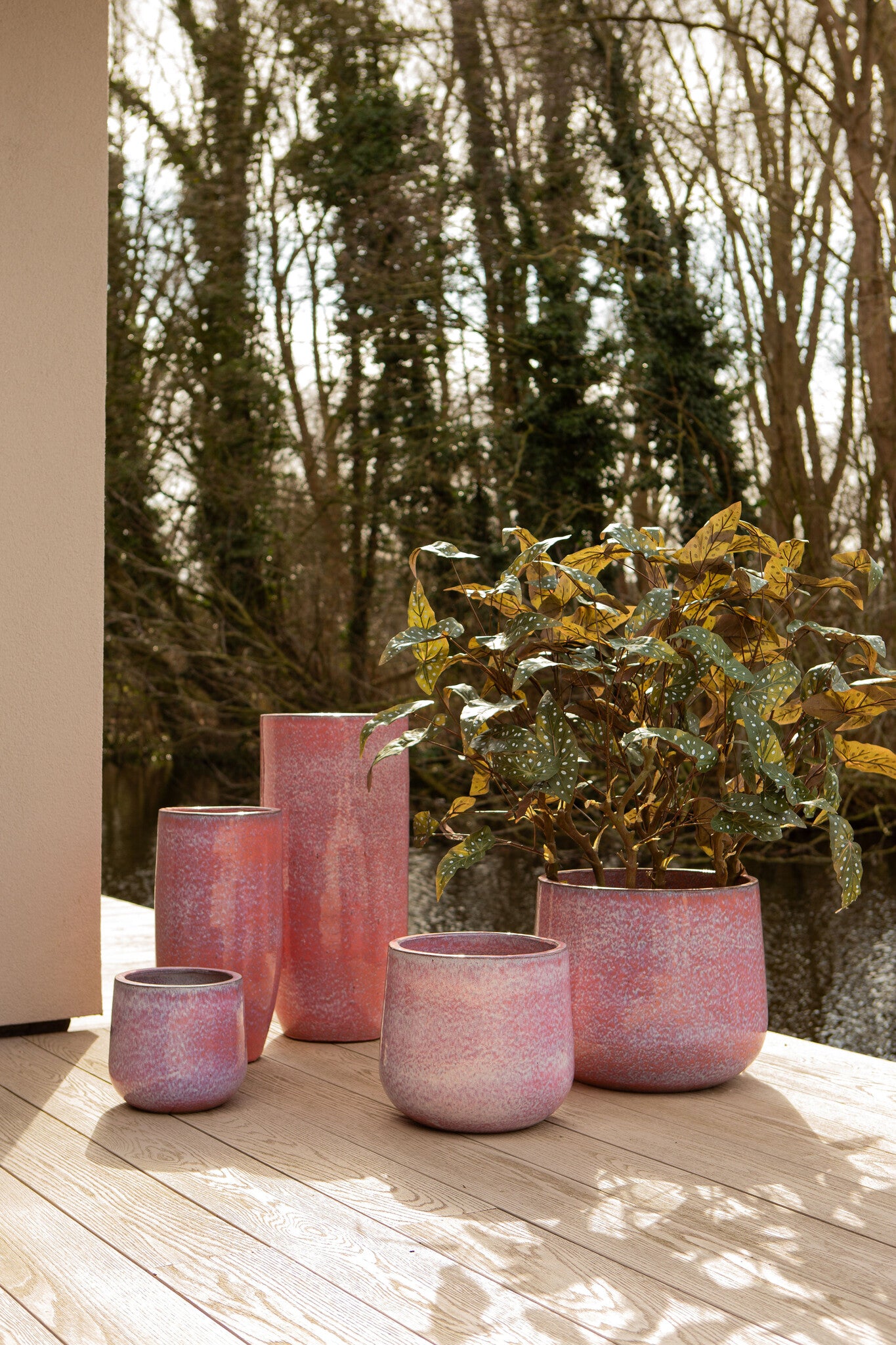 Dairsai Pink Glazed Round Ceramic Pot SV3