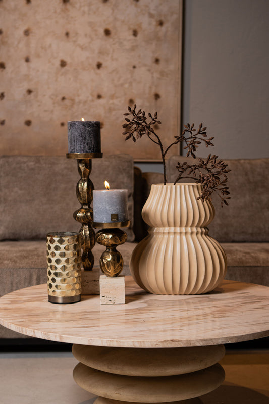 Malines Gold Casted Alu Candleholder On Base S