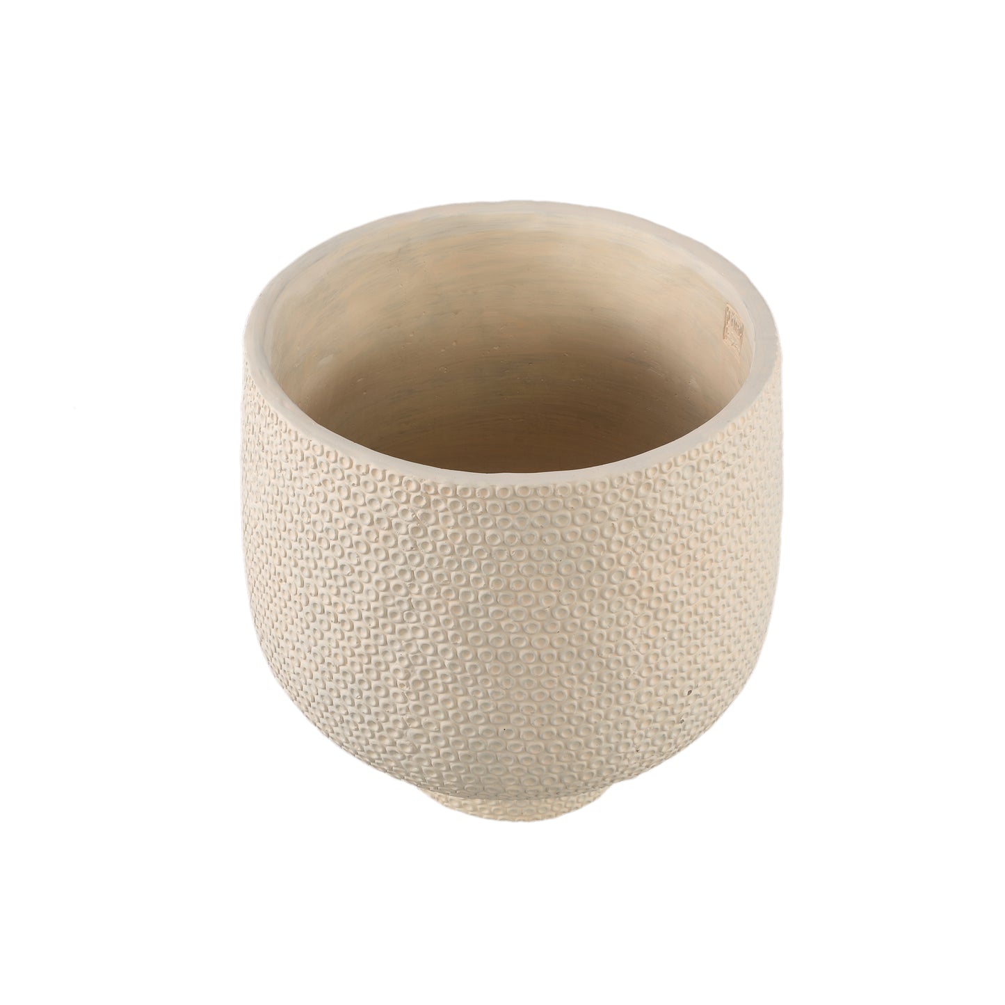 Laim Cream Cement Round Pot Dots Pattern BaseXXL