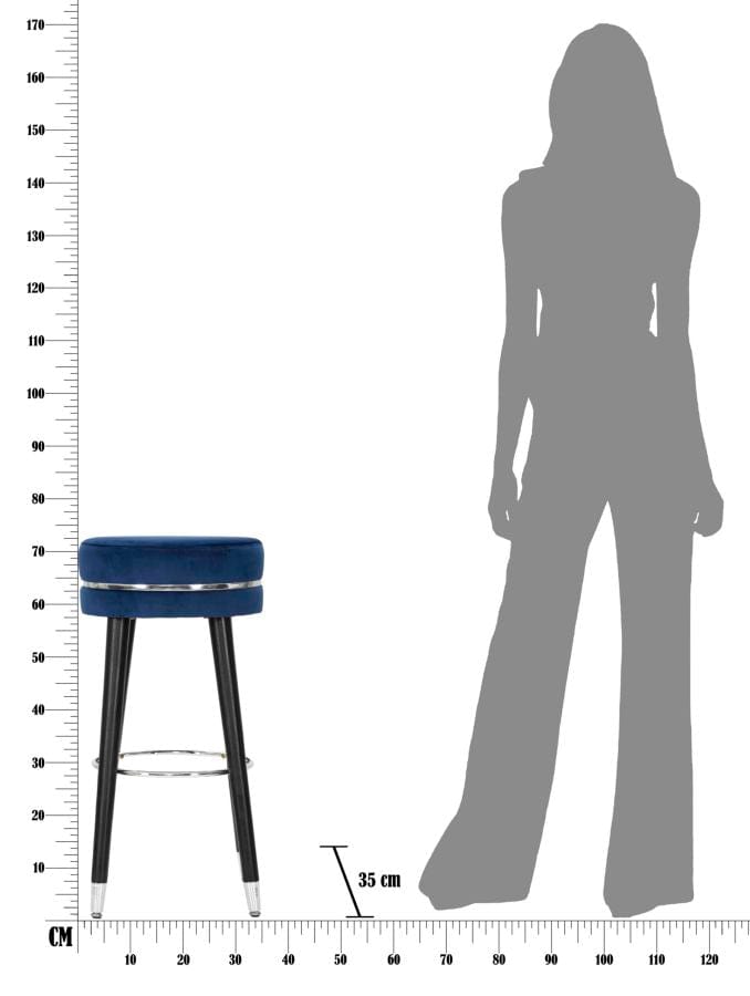 Mauro Ferretti BAR STOOL PARIS BLU/SILVER CM Ø 35X74