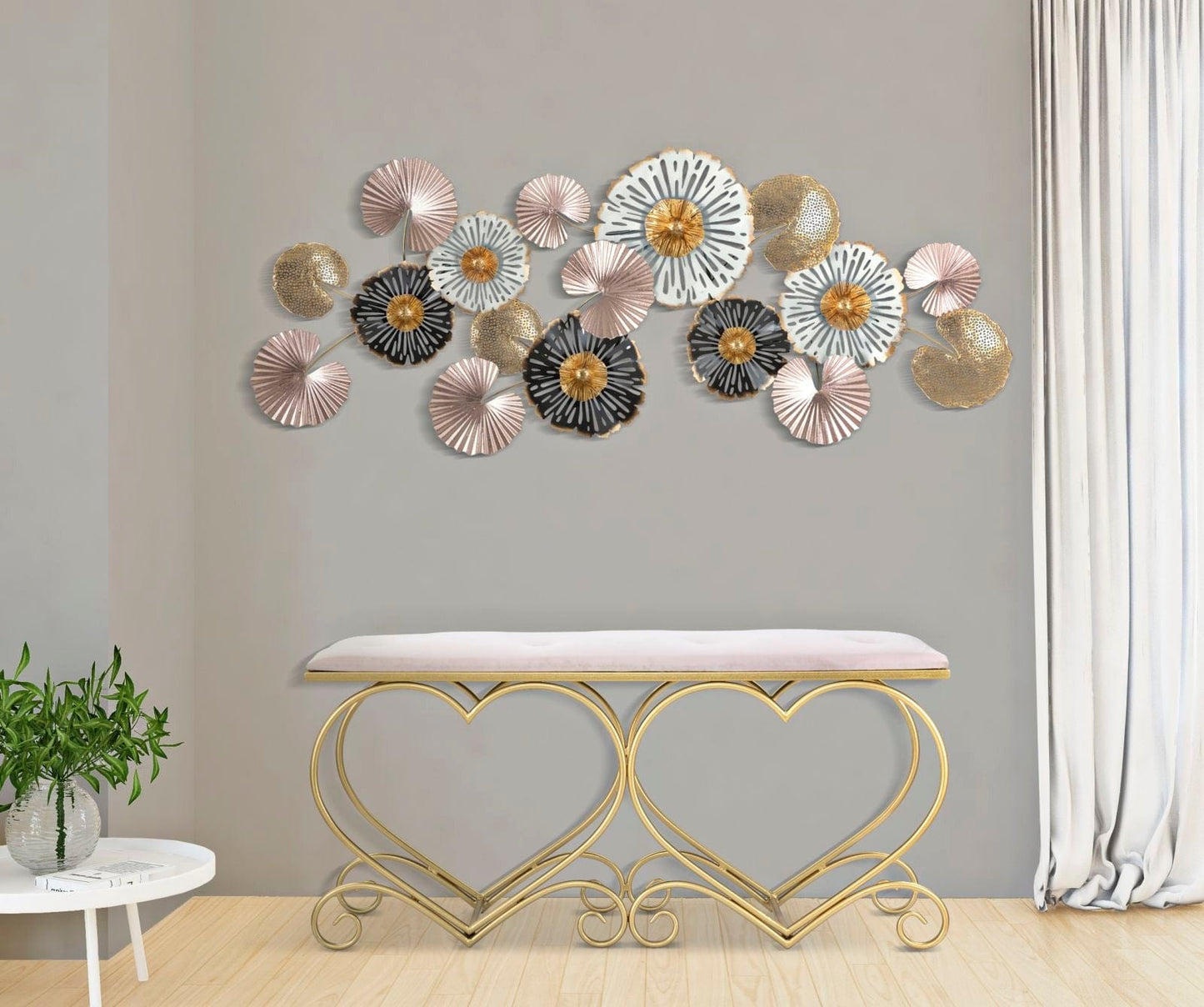 Mauro Ferretti BENCH HEART ROSA CM 105X37,5X51,5