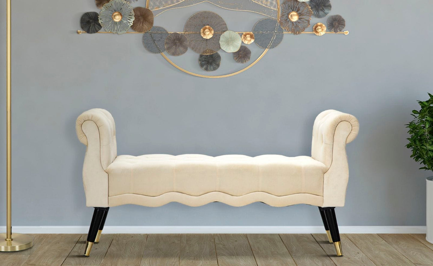Mauro Ferretti BENCH PARIS CREMA/GOLD CM 120X40X60