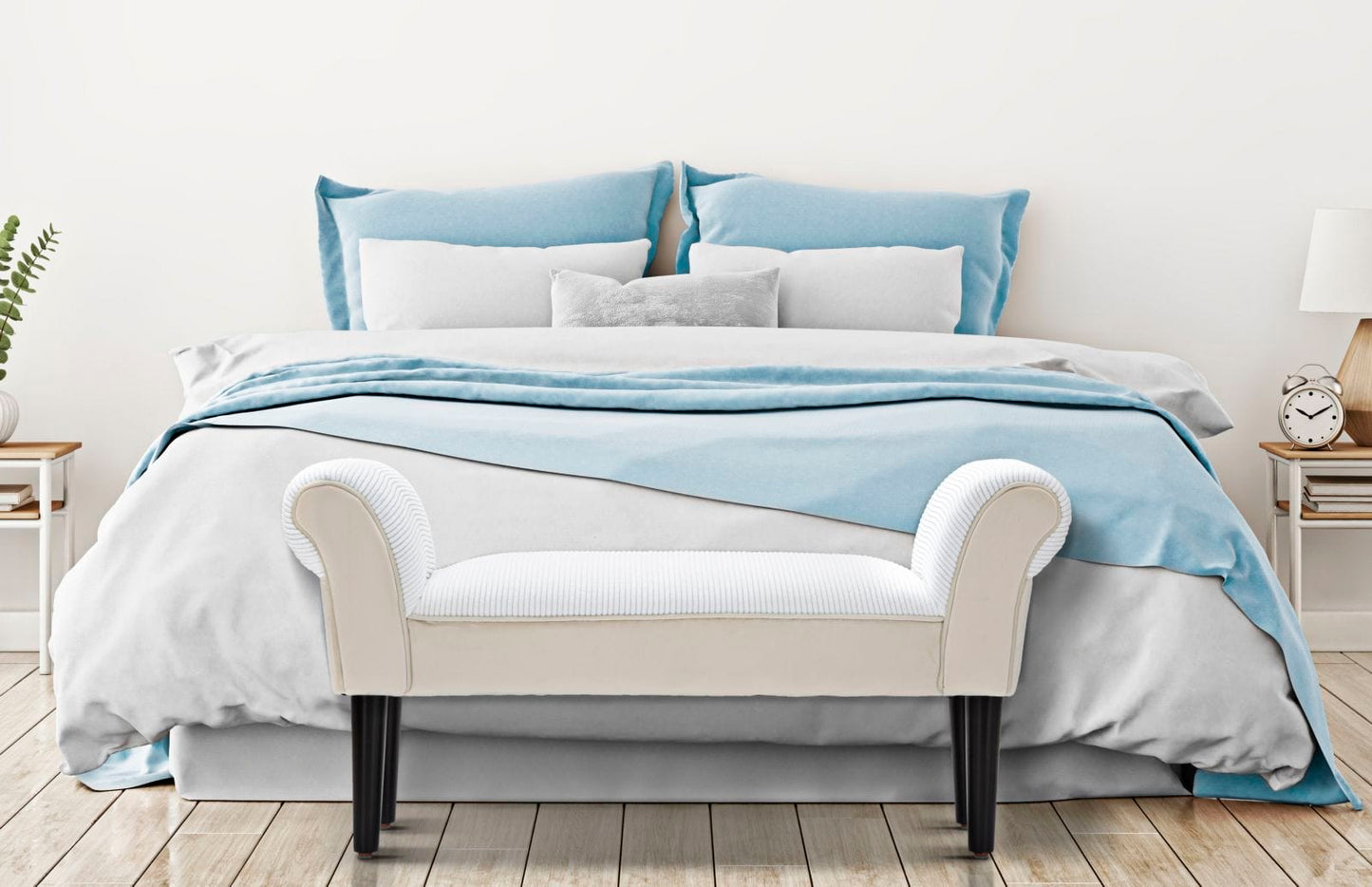 Mauro Ferretti BENCH VELVET CREMA CM 102X31X51