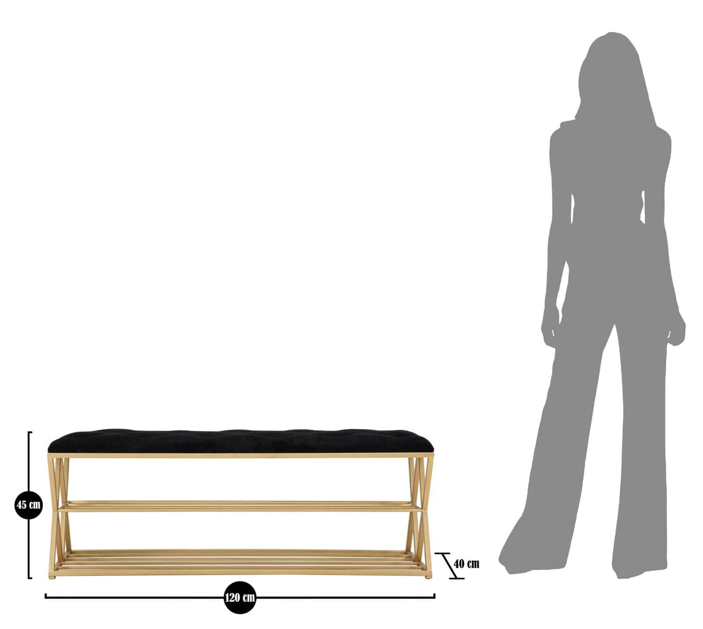 Mauro Ferretti BENCH WITH SHOES SHELF CM 120X40X45