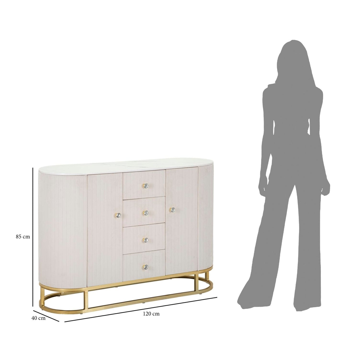 Mauro Ferretti CABINET MONTPELLIER CREAM CM 120X40X85