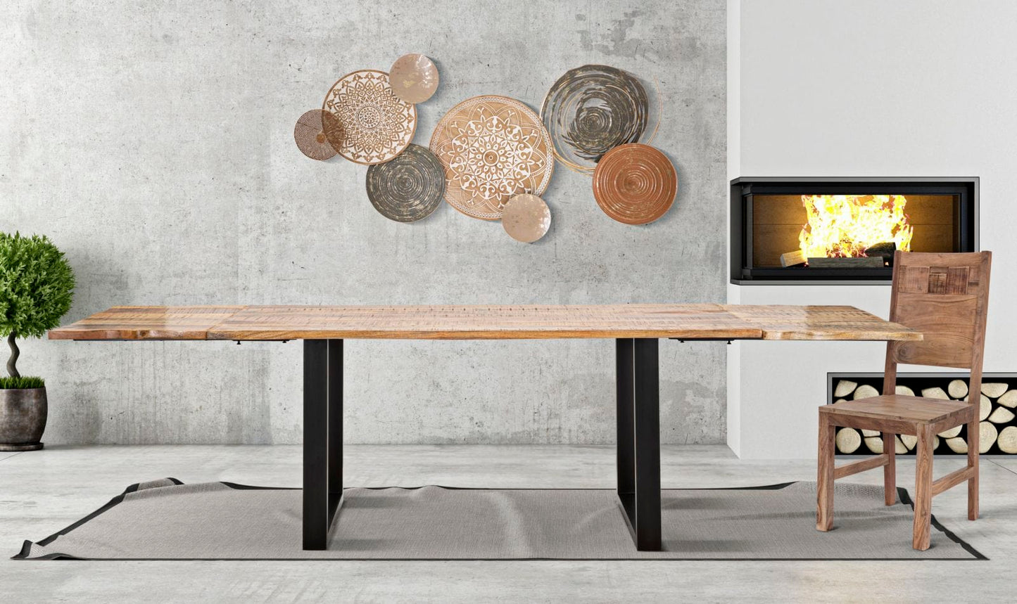 Mauro Ferretti DINING TABLE EDGE -EXTENDABLE- CM 180X90X77-TOTAL LENGHT 280 (MANGO WOOD)