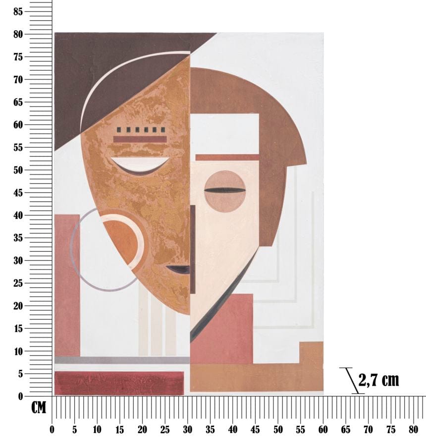 Mauro Ferretti HANDMADE WALL PAINTING ETHNIC FACE CM 60X2,7X80