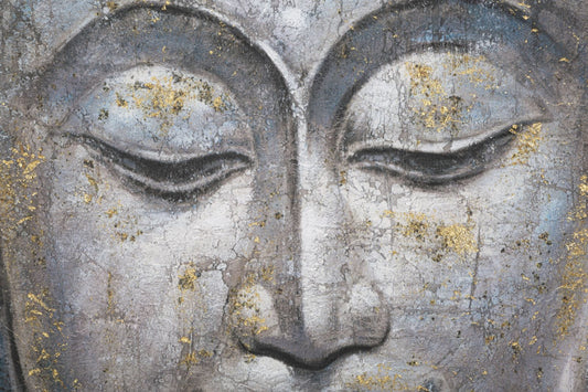 Mauro Ferretti HANDMADE WALL PAINTING FACE BUDDHA LIGHT -A- CM 80X3X120