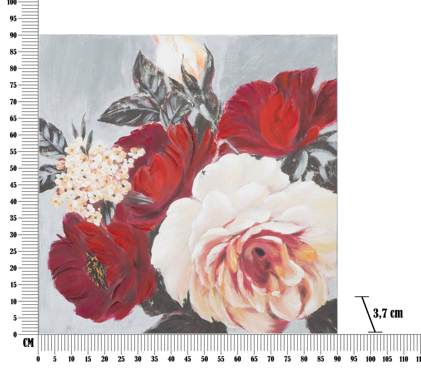 Mauro Ferretti HANDMADE WALL PAINTING FLOWER SQUARE CM 90X3,7X90