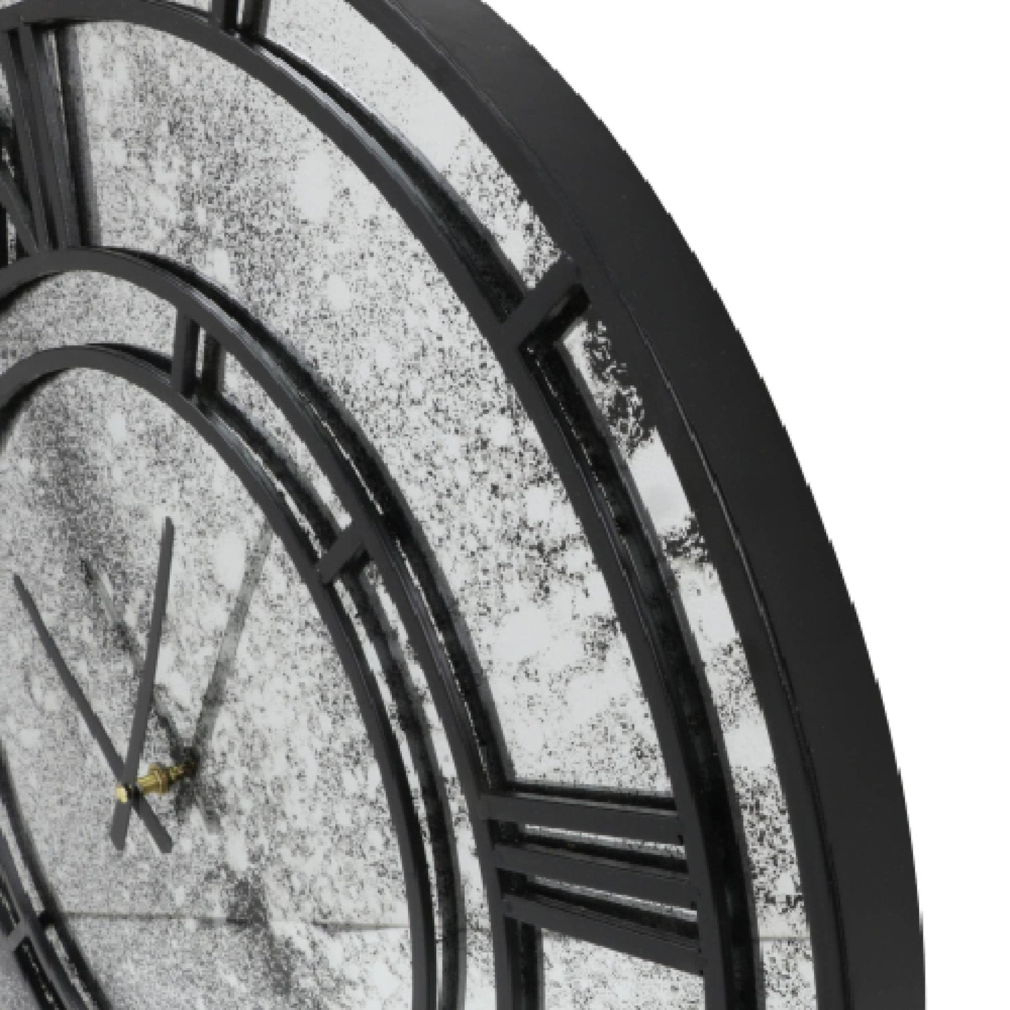 PTMD Jack Zwart metalen wandklok antiek glas rond