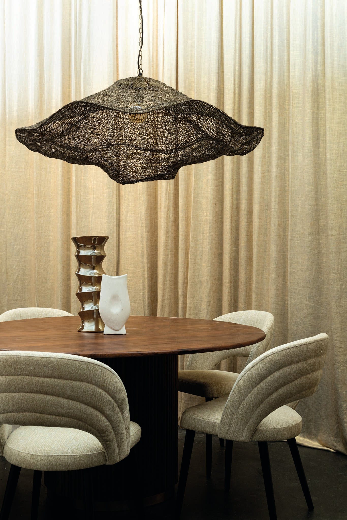 PTMD Lailaa Messing ijzeren plafondlamp golvend L