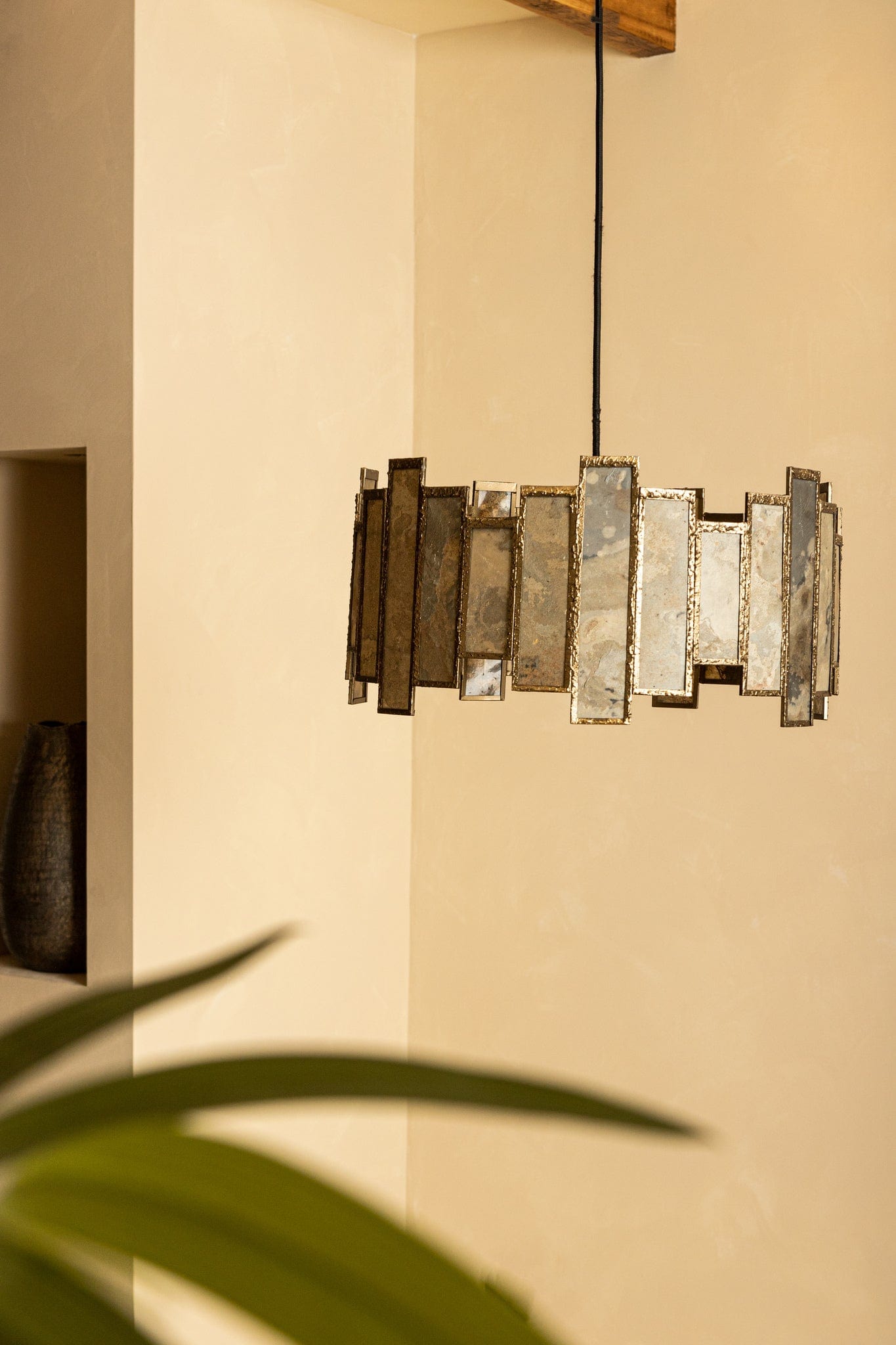 PTMD Levan Brass steenfineer hanglamp rond