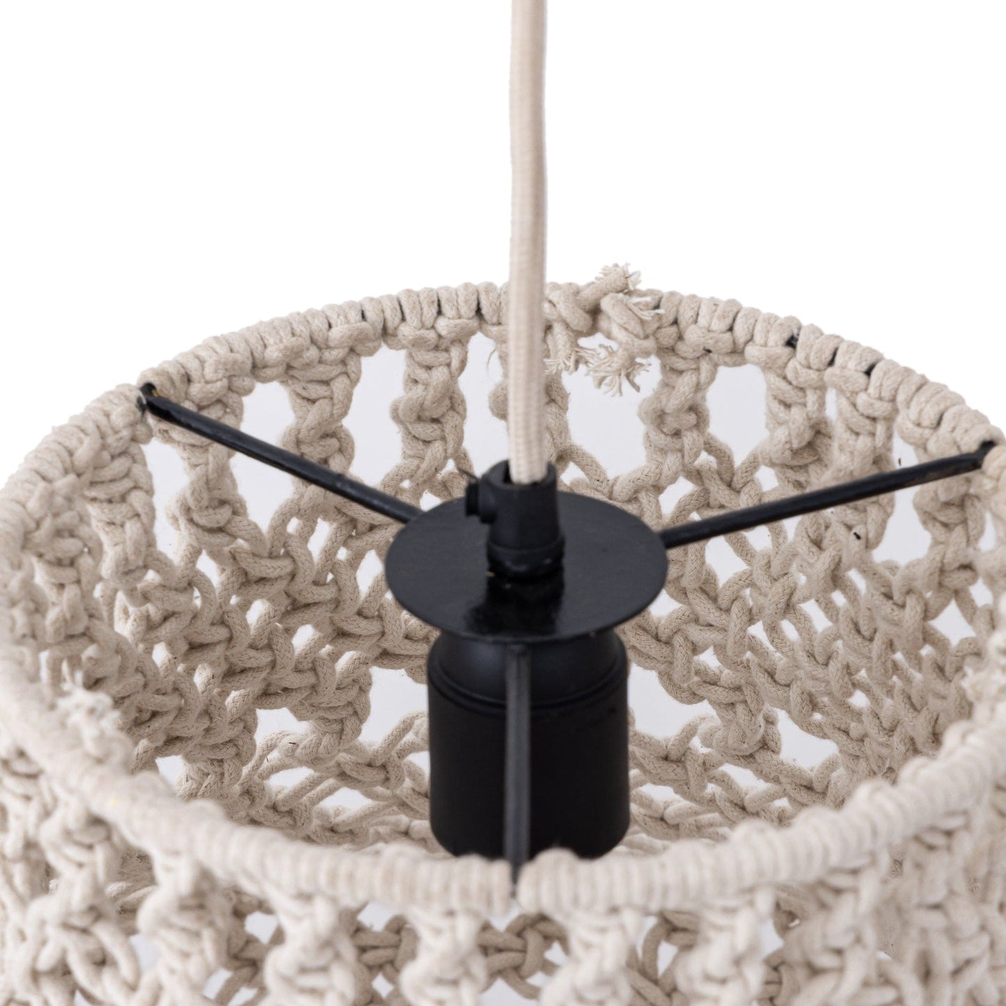 PTMD Milley Crème katoenen macramé hanglamp rond