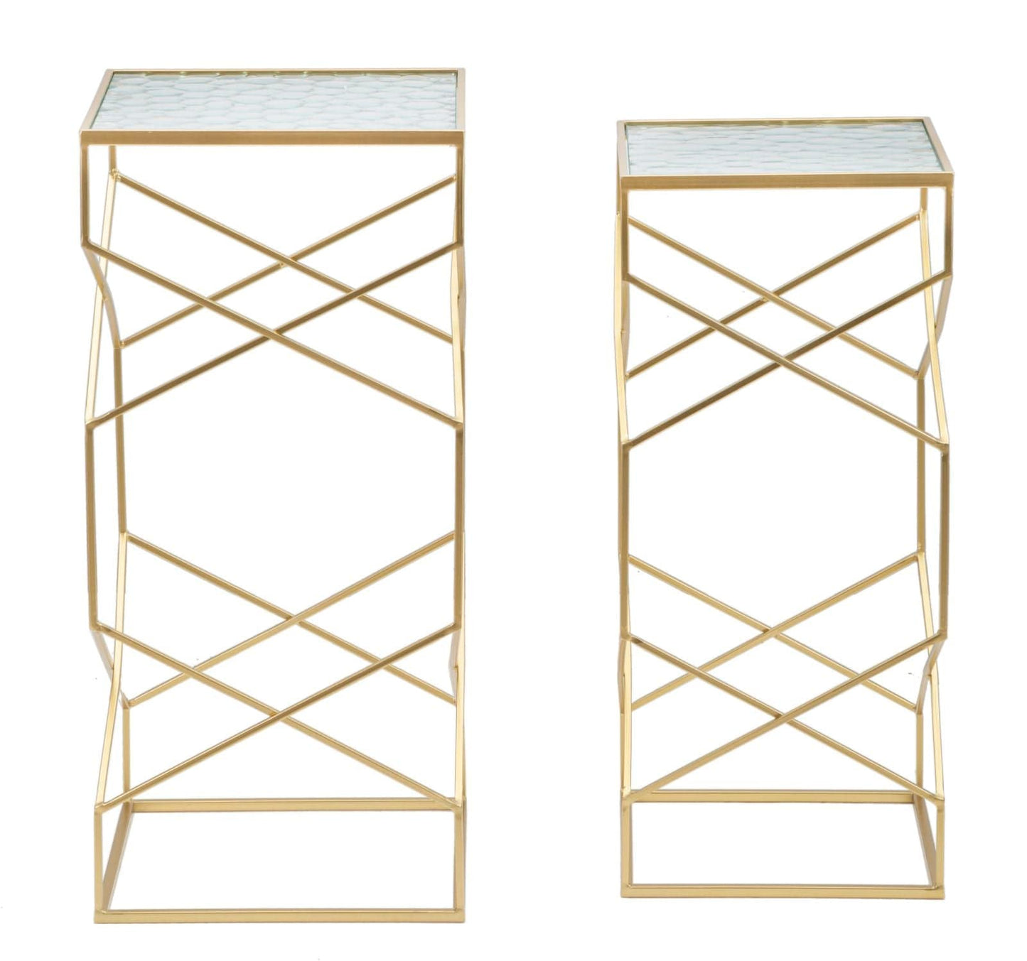 Mauro Ferretti TABLE GLASSY SET 2 PCS CM 31,5X31,5X68-28X28X64